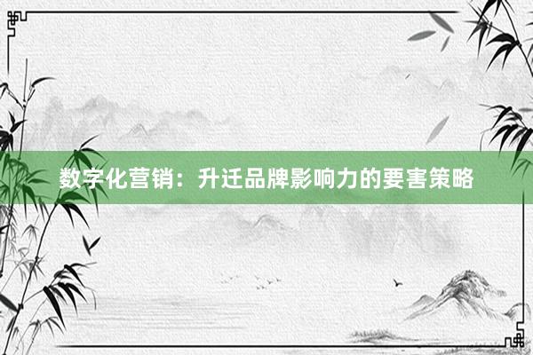数字化营销：升迁品牌影响力的要害策略
